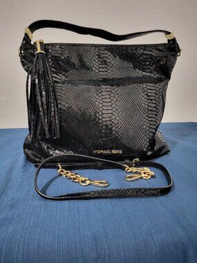 Michaelkors black crock skin hobo slouchy handbag